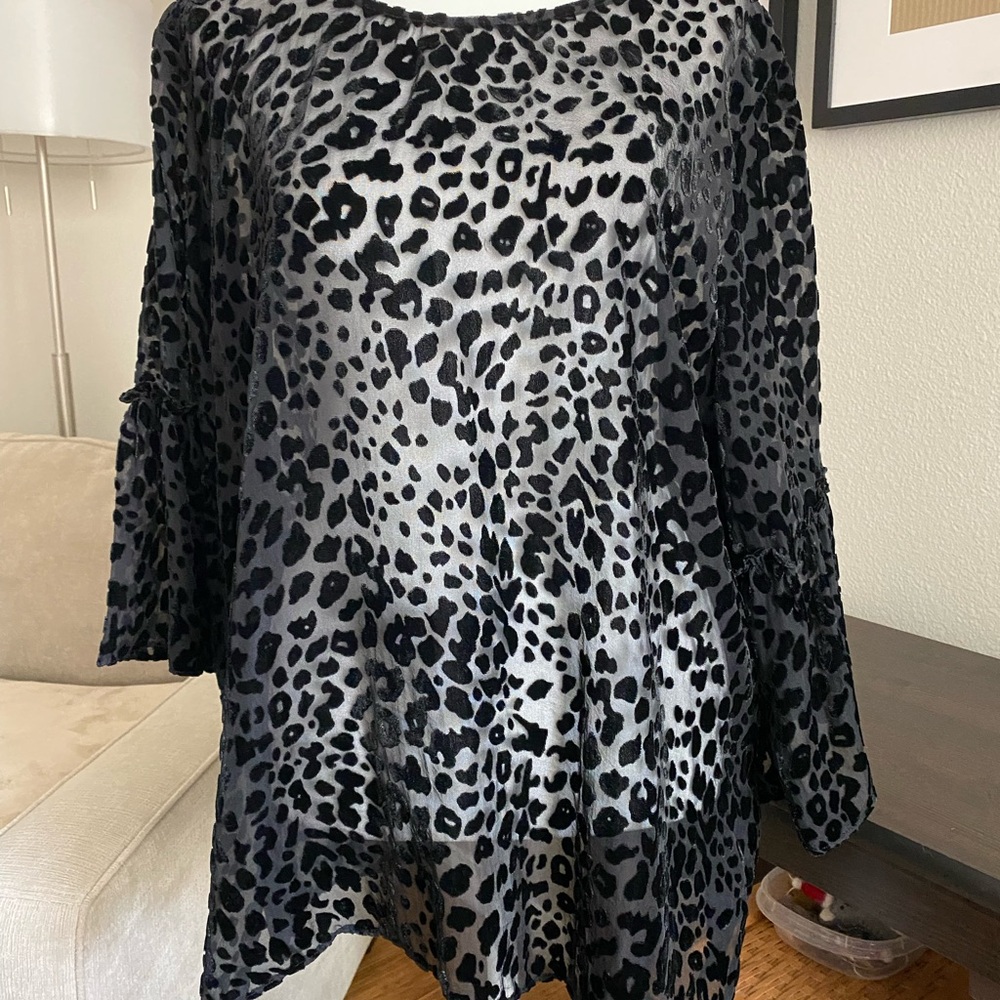 Leopard Print Black Women's Top